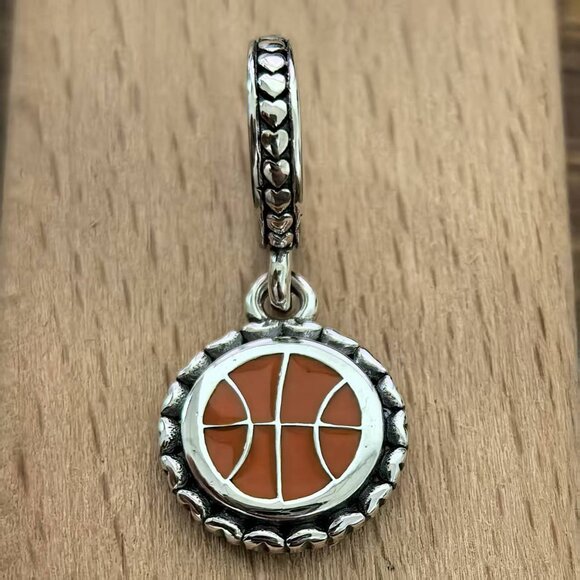 Pandora Basketball Swoosh! Charm Pendant, S925 Silver Bracelets - Picture 1 of 4